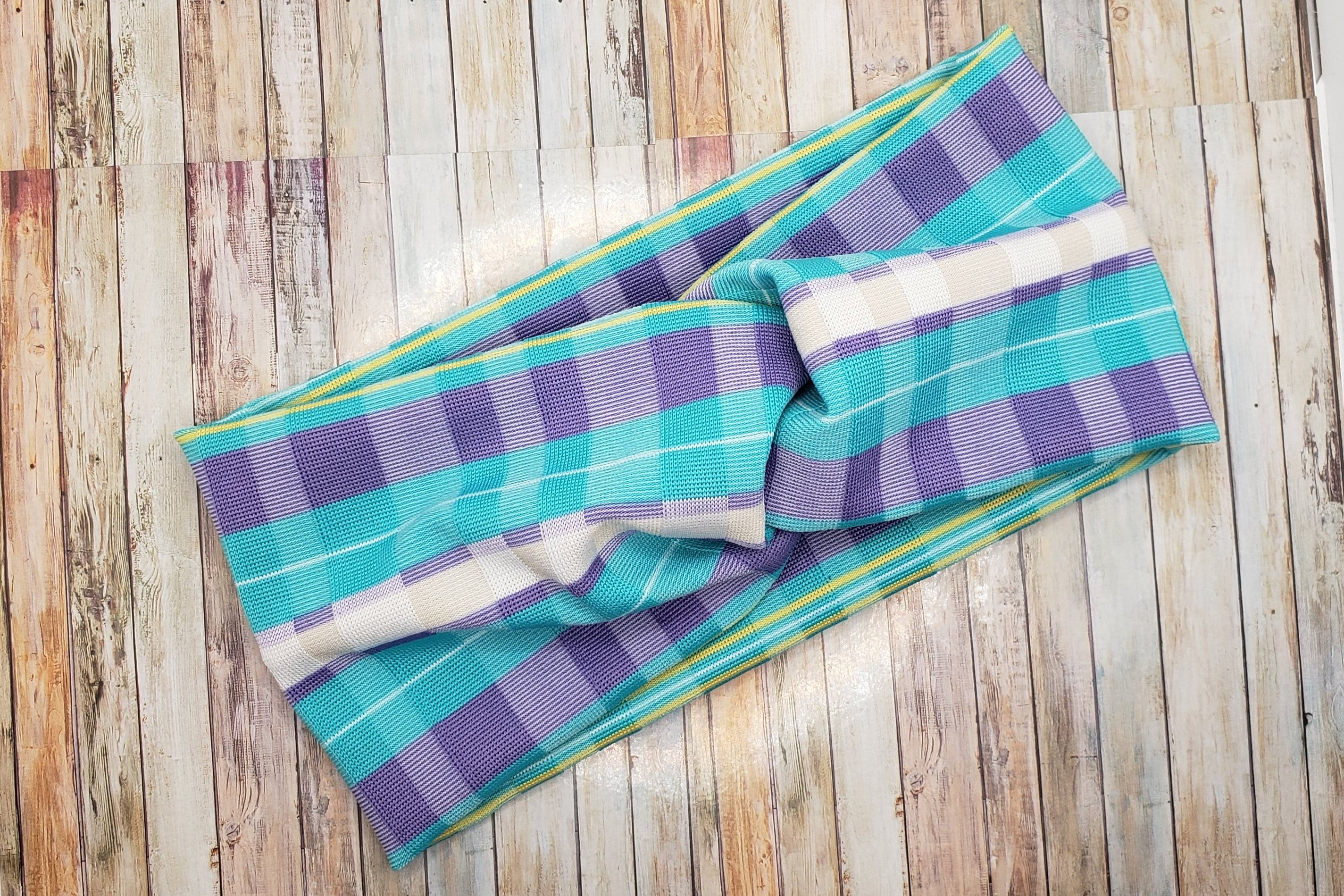 Pastel Plaid Stretch Knit Headband