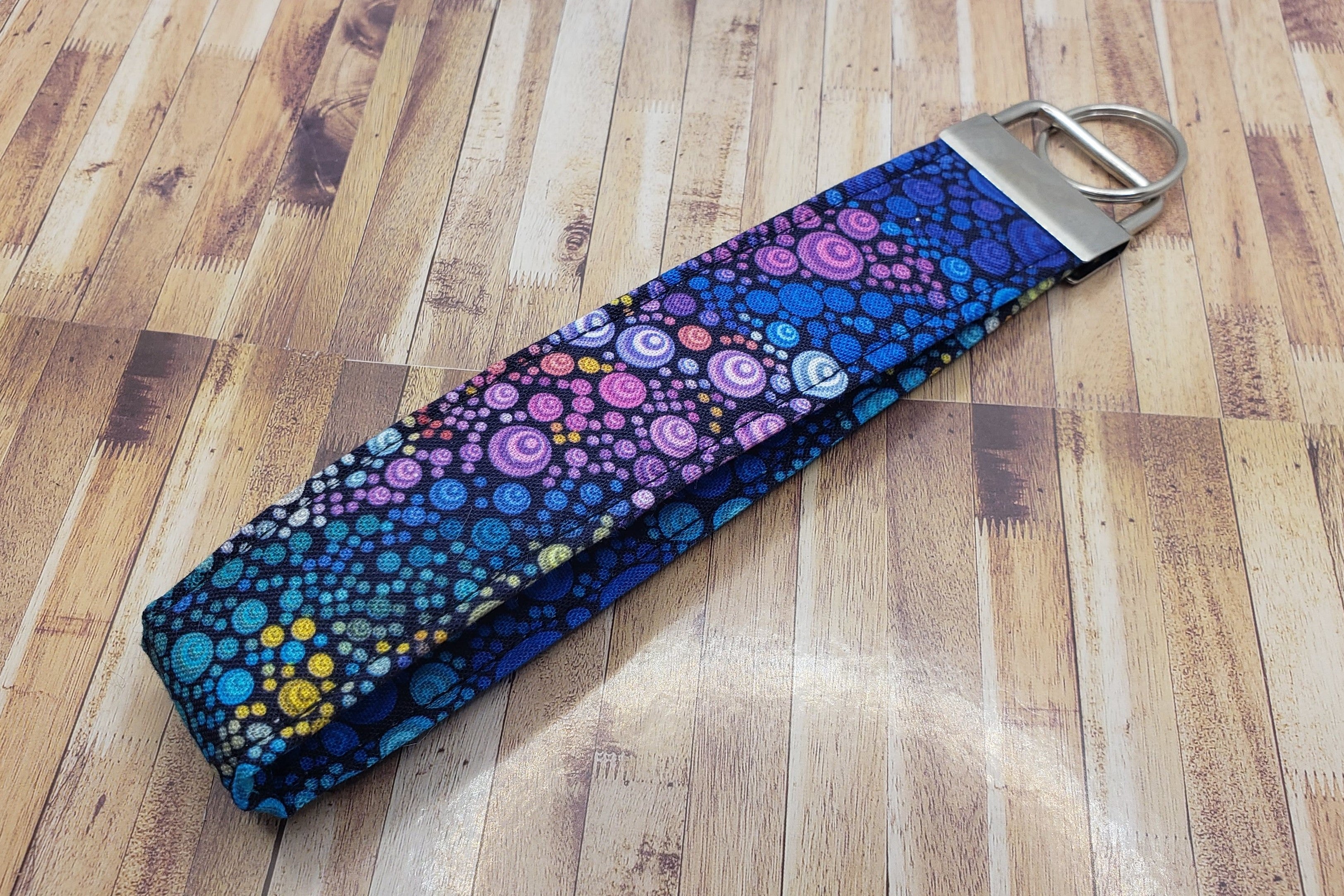 Rainbow Dots Wristlet Key Strap