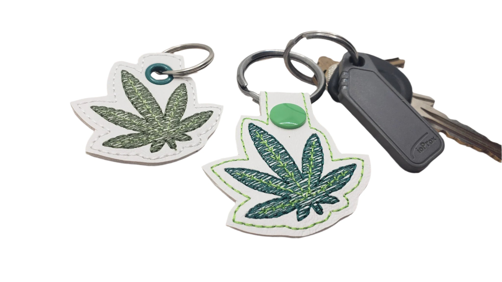 Cannabis Leaf Vinyl Embroidered Keychain