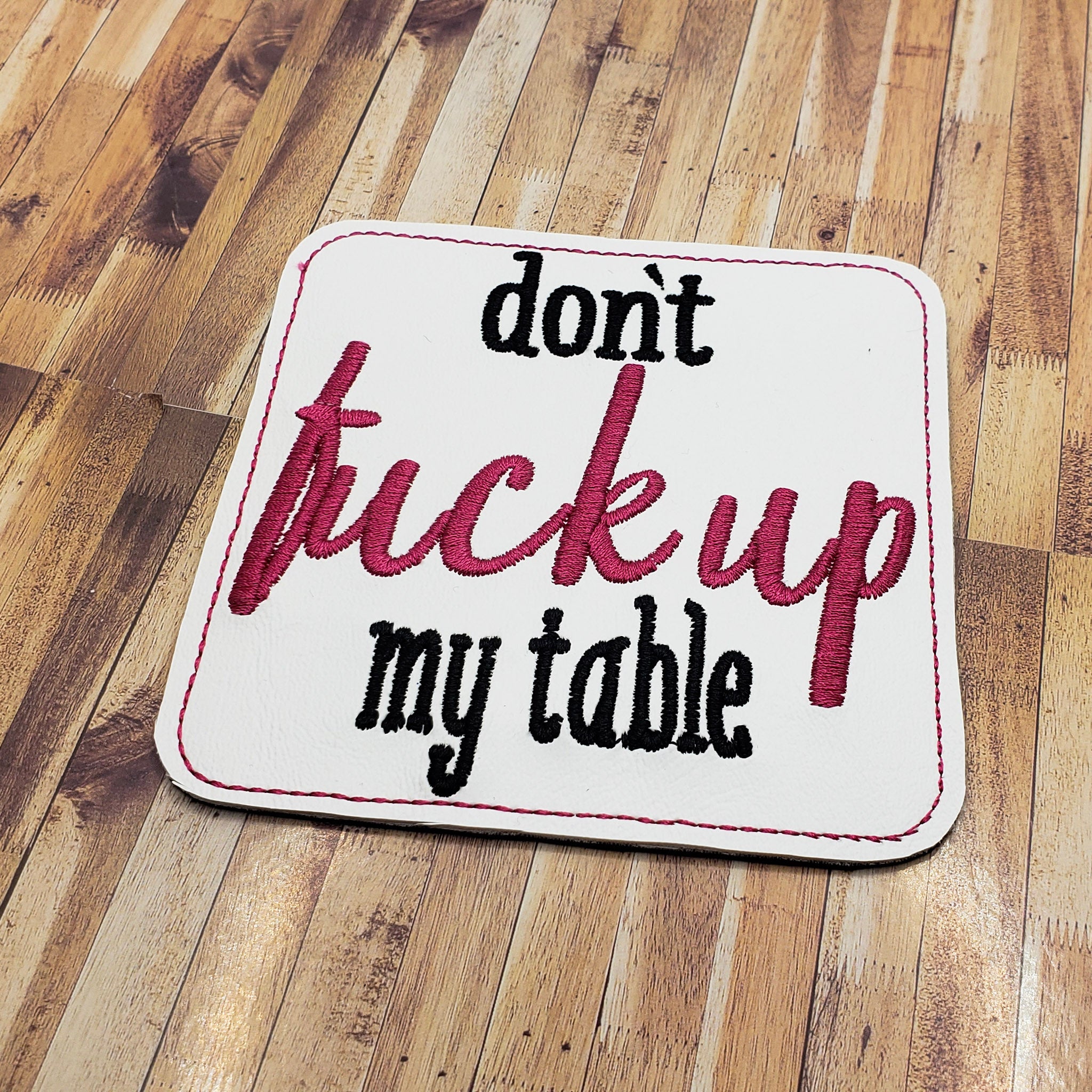 Snarky Embroidered Vinyl Coasters