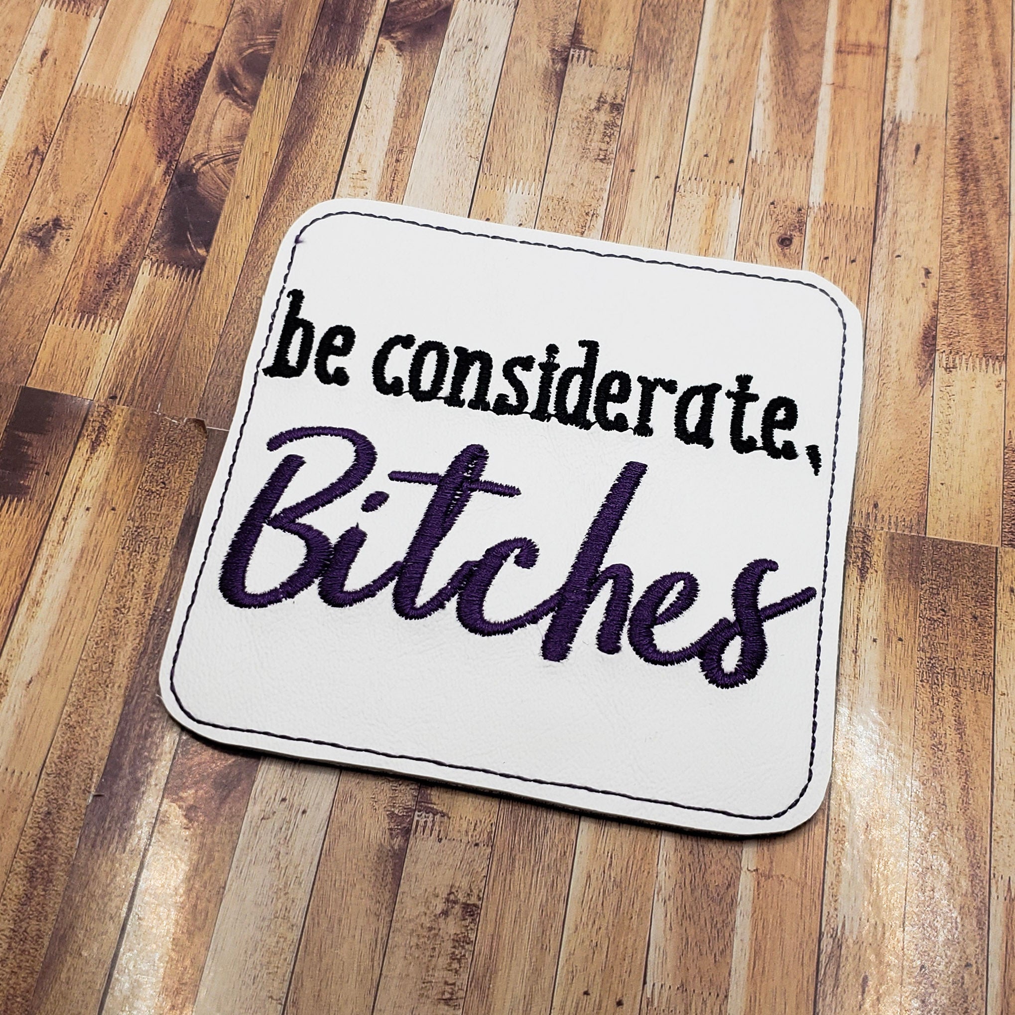 Snarky Embroidered Vinyl Coasters