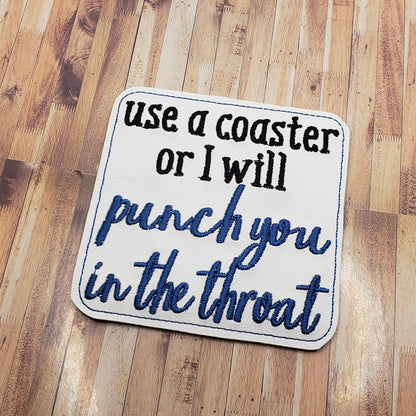 Snarky Embroidered Vinyl Coasters