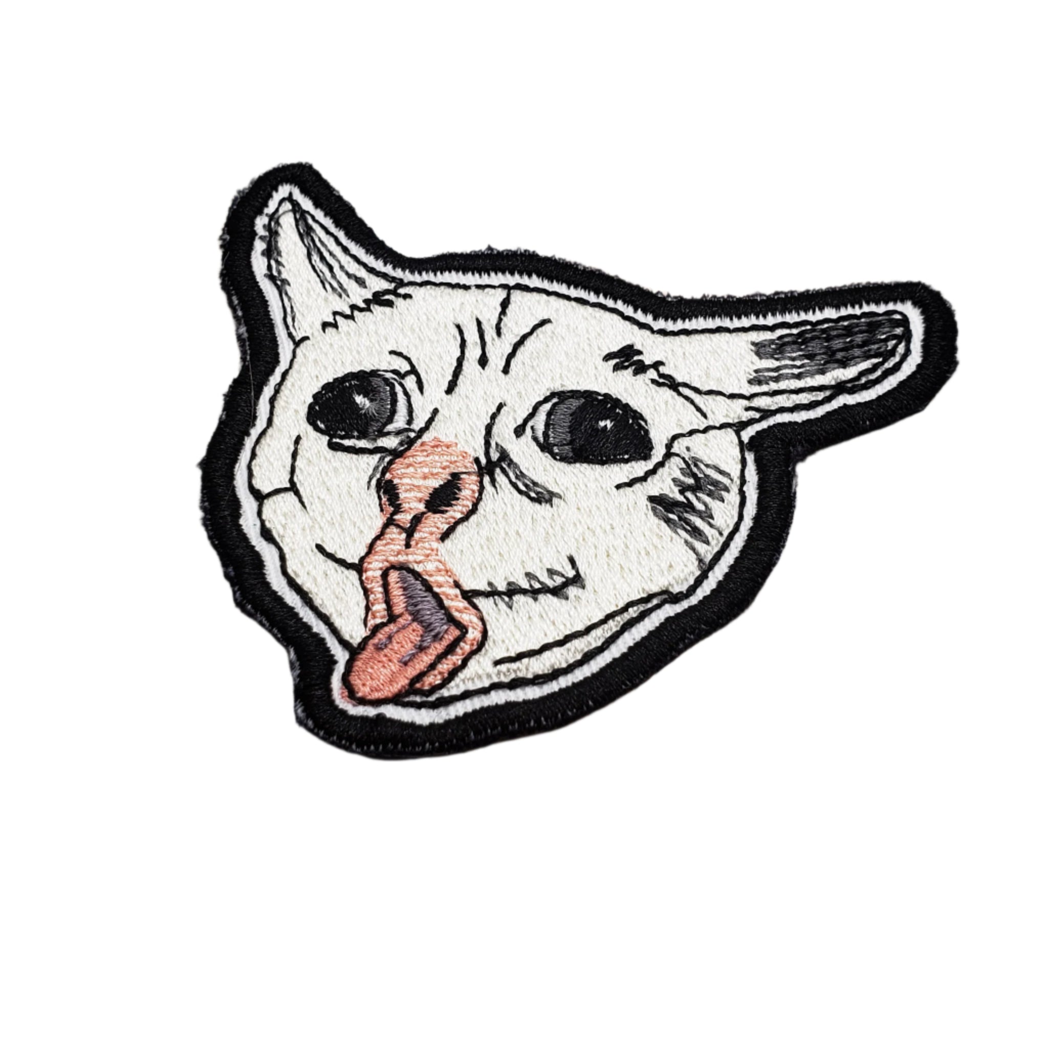 Parche termoadhesivo bordado con meme de gato tosiendo