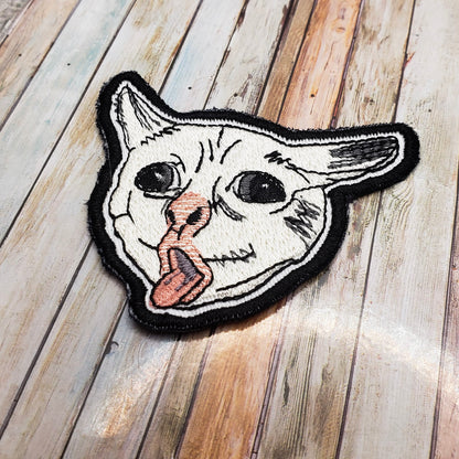Coughing Cat Meme Embroidered Iron On Patch