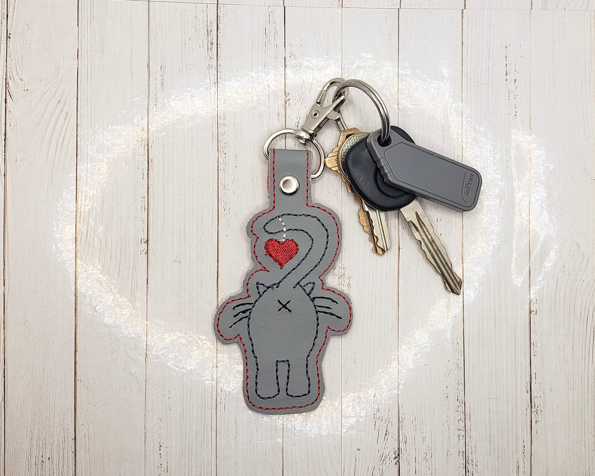 Cat Butt Vinyl Embroidered Keychain