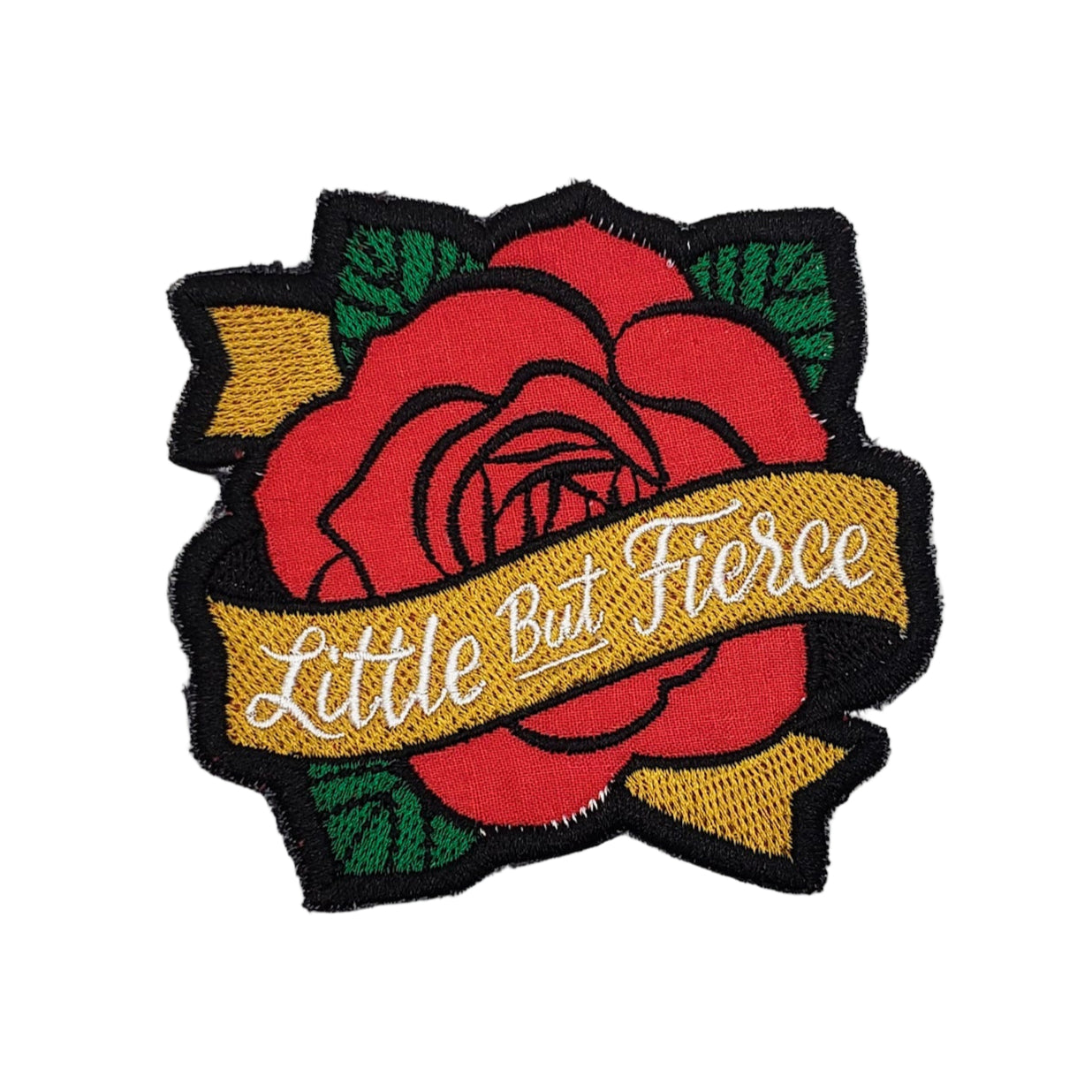 Little But Fierce Rose Embroidered Patch