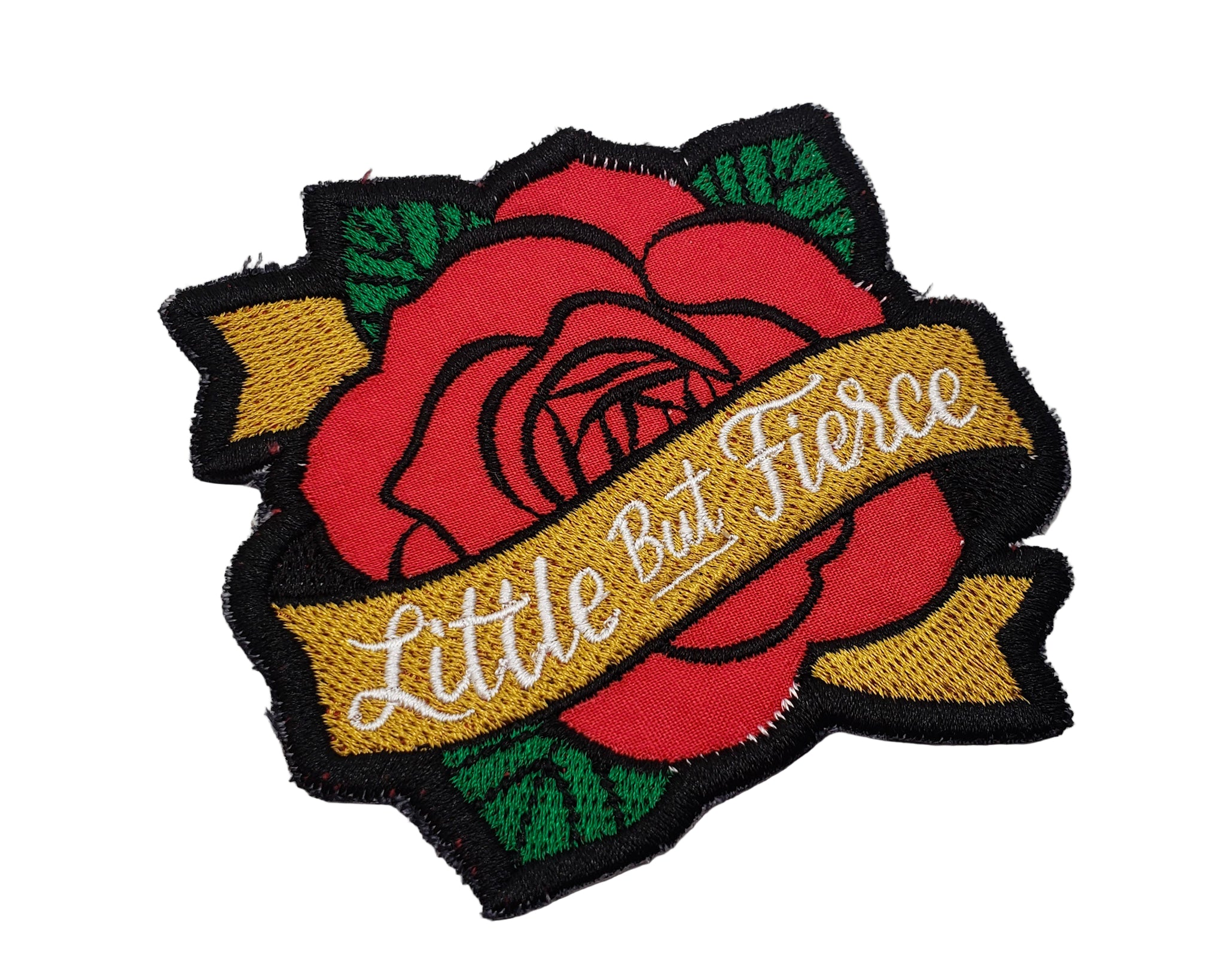 Little But Fierce Rose Embroidered Patch