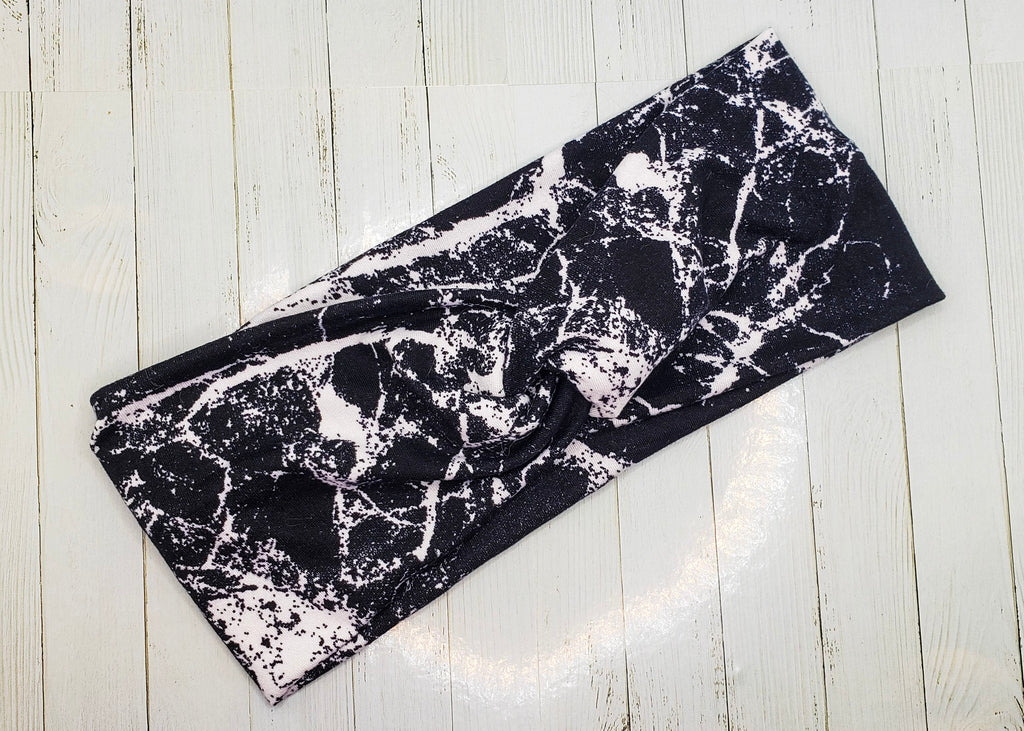 Bandeau en tricot extensible ultra doux en marbre noir