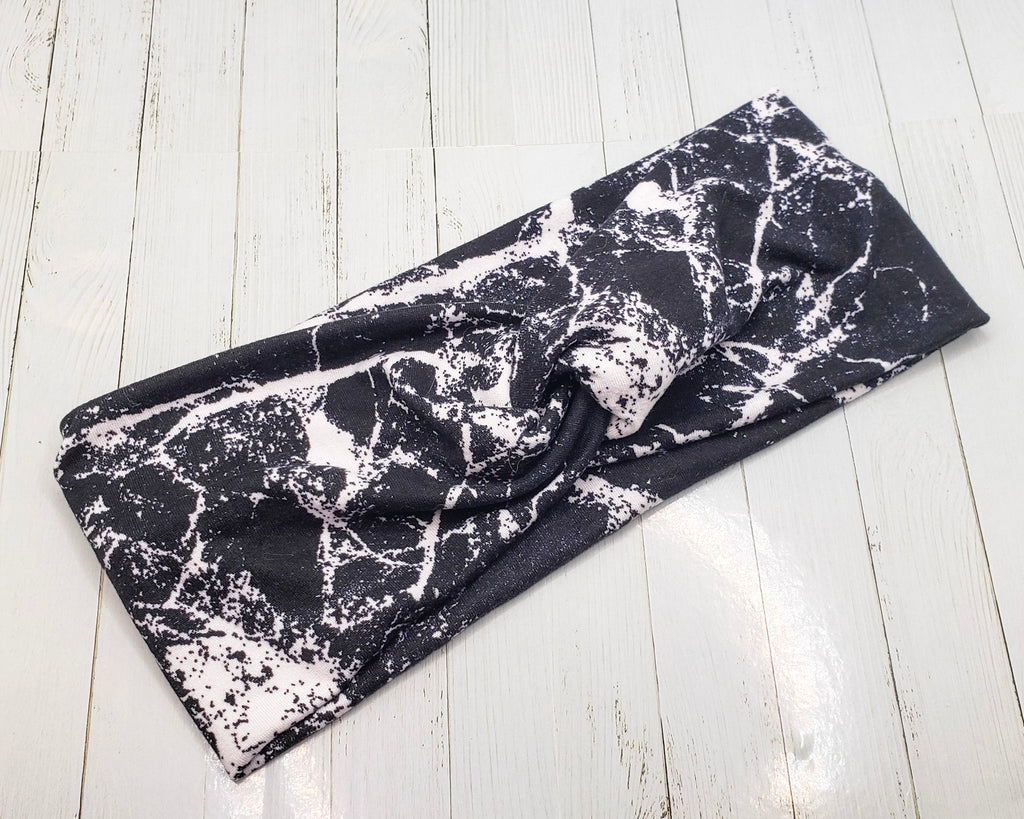 Bandeau en tricot extensible ultra doux en marbre noir