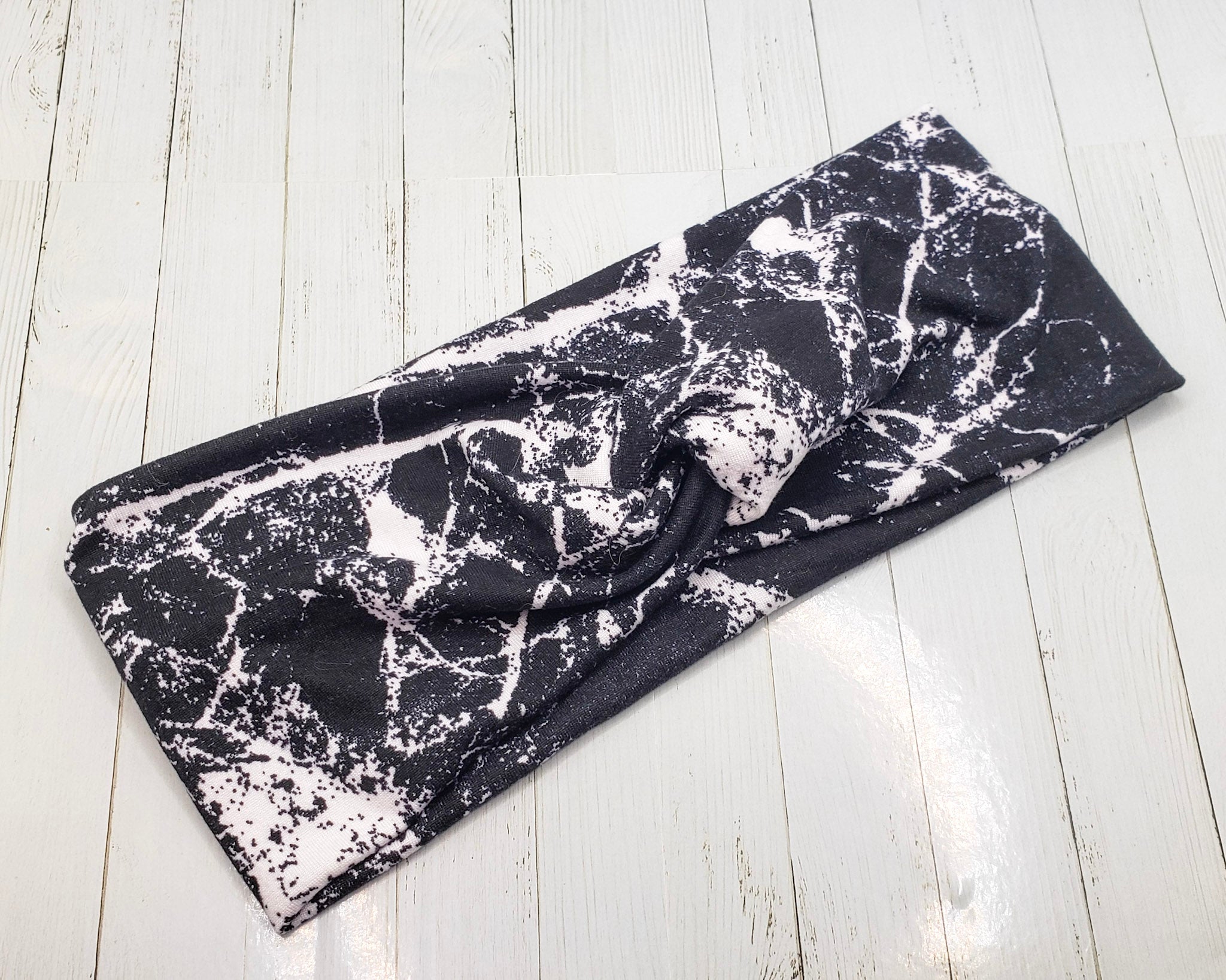 Black Marble Super Soft Stretch Knit Headband