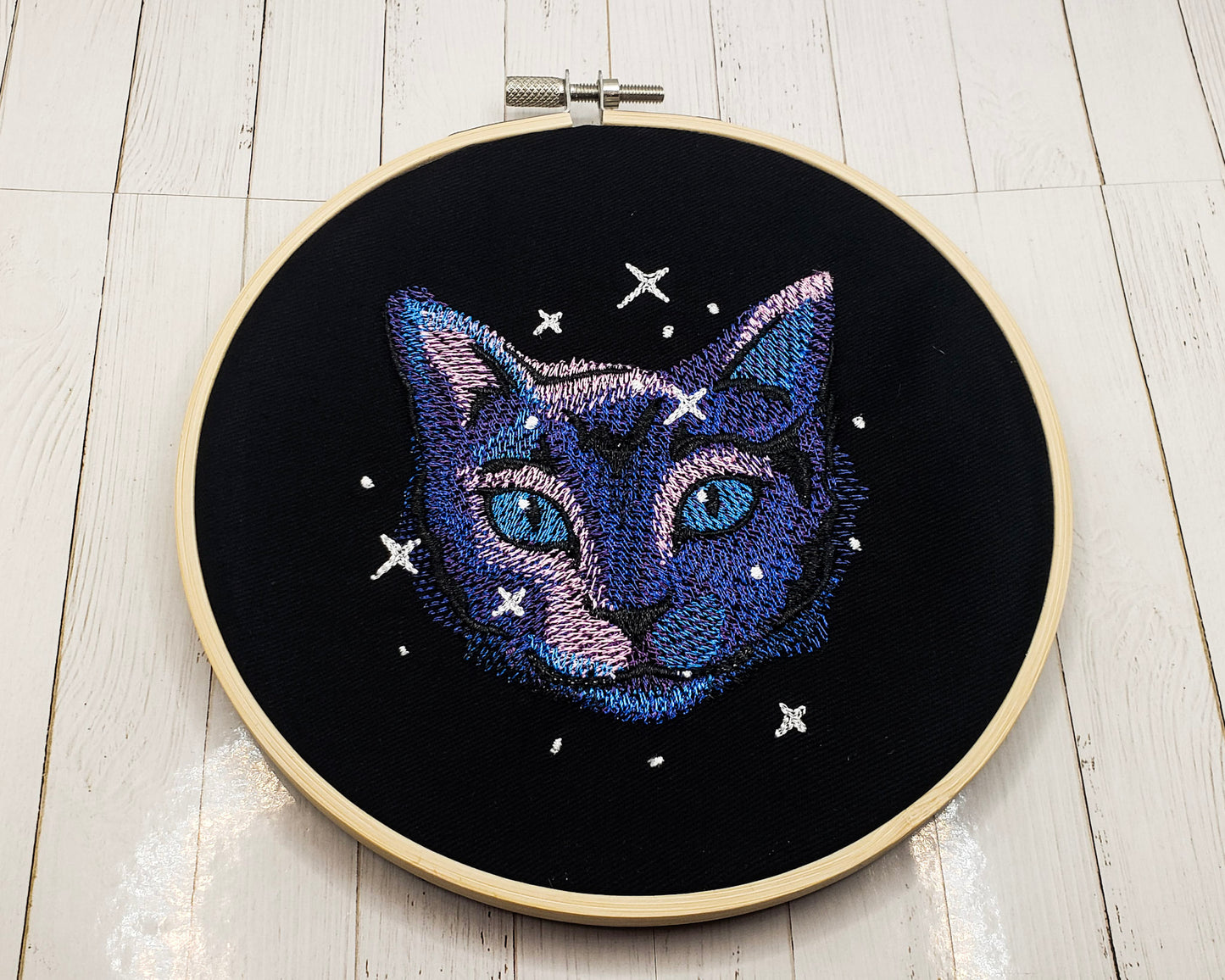 6" Galaxy Cat Embroidered Wall Hanging