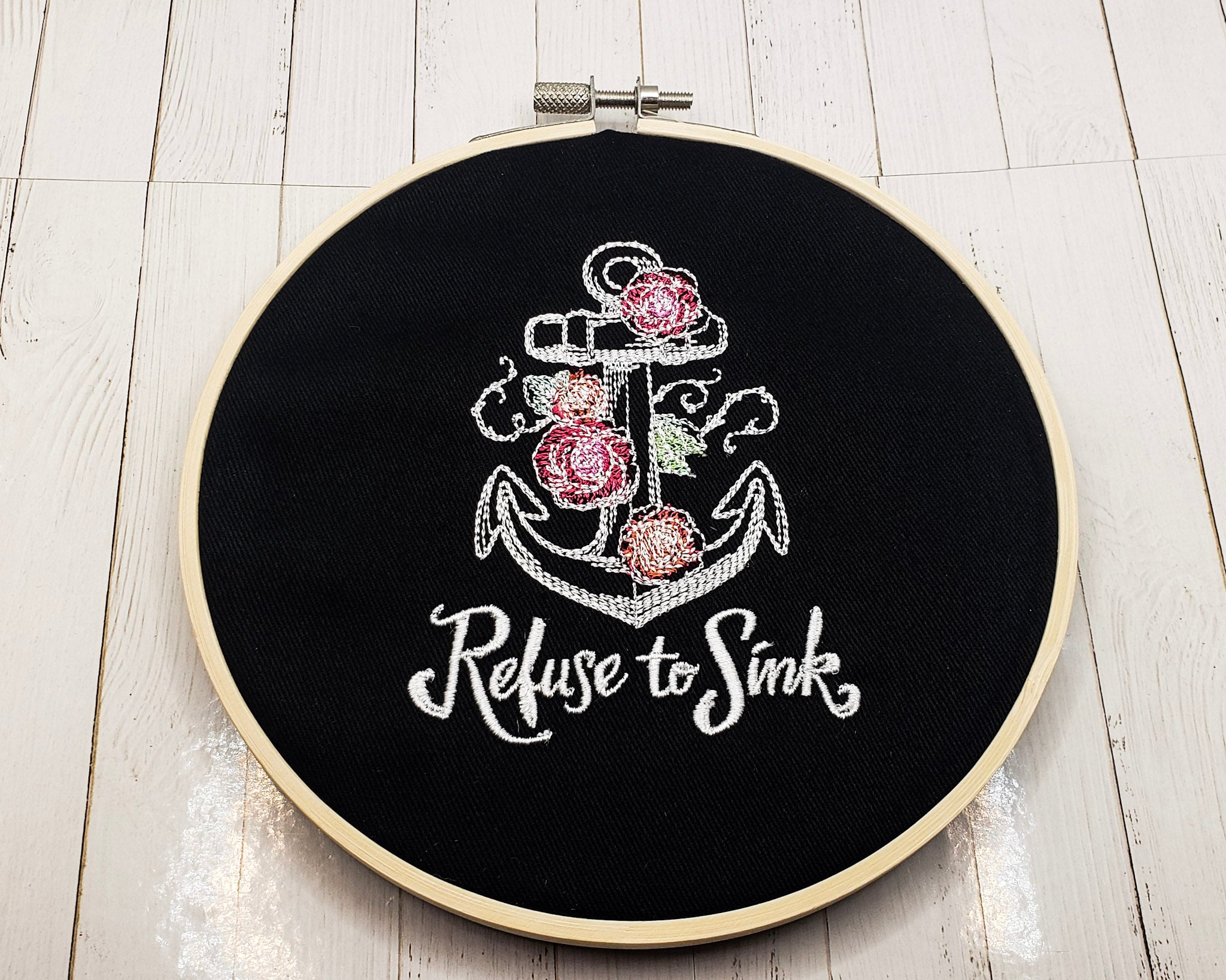 Refuse to Sink Embroidered Wall Hanging - 6" Hoop