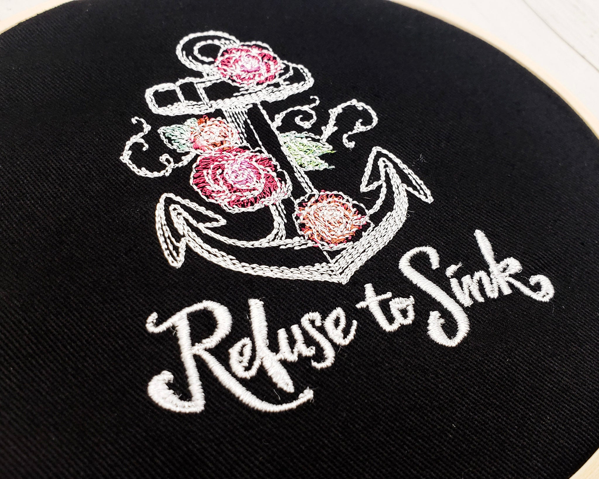 Refuse to Sink Embroidered Wall Hanging - 6" Hoop