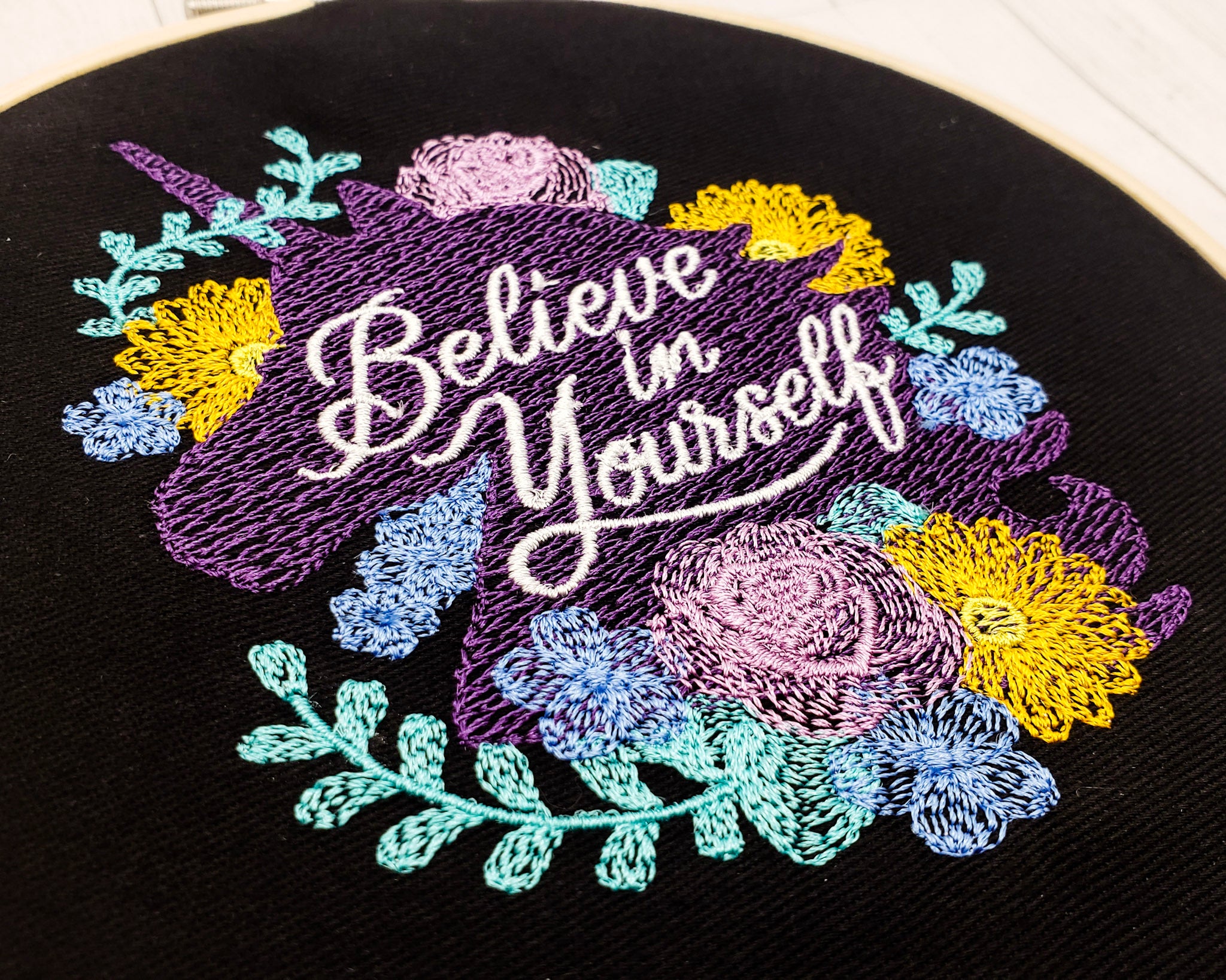 Believe In Yourself Unicorn Embroidered Wall Hanging - 6" Hoop