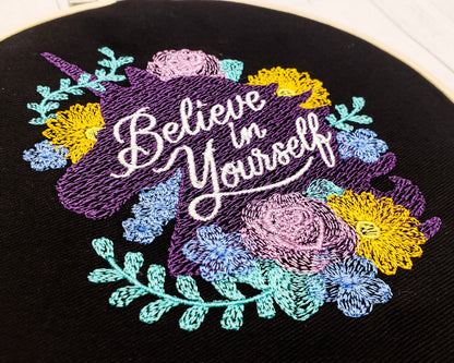 6" Believe In Yourself Unicorn Embroidered Wall Hanging