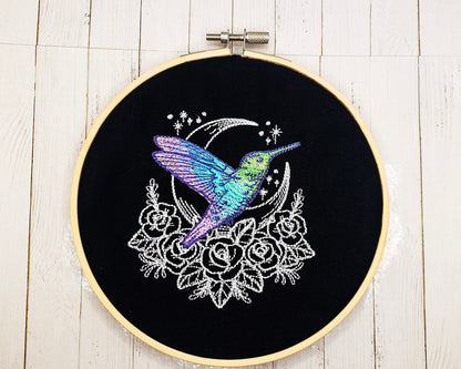 6" Mystic Hummingbird Embroidered Wall Hanging