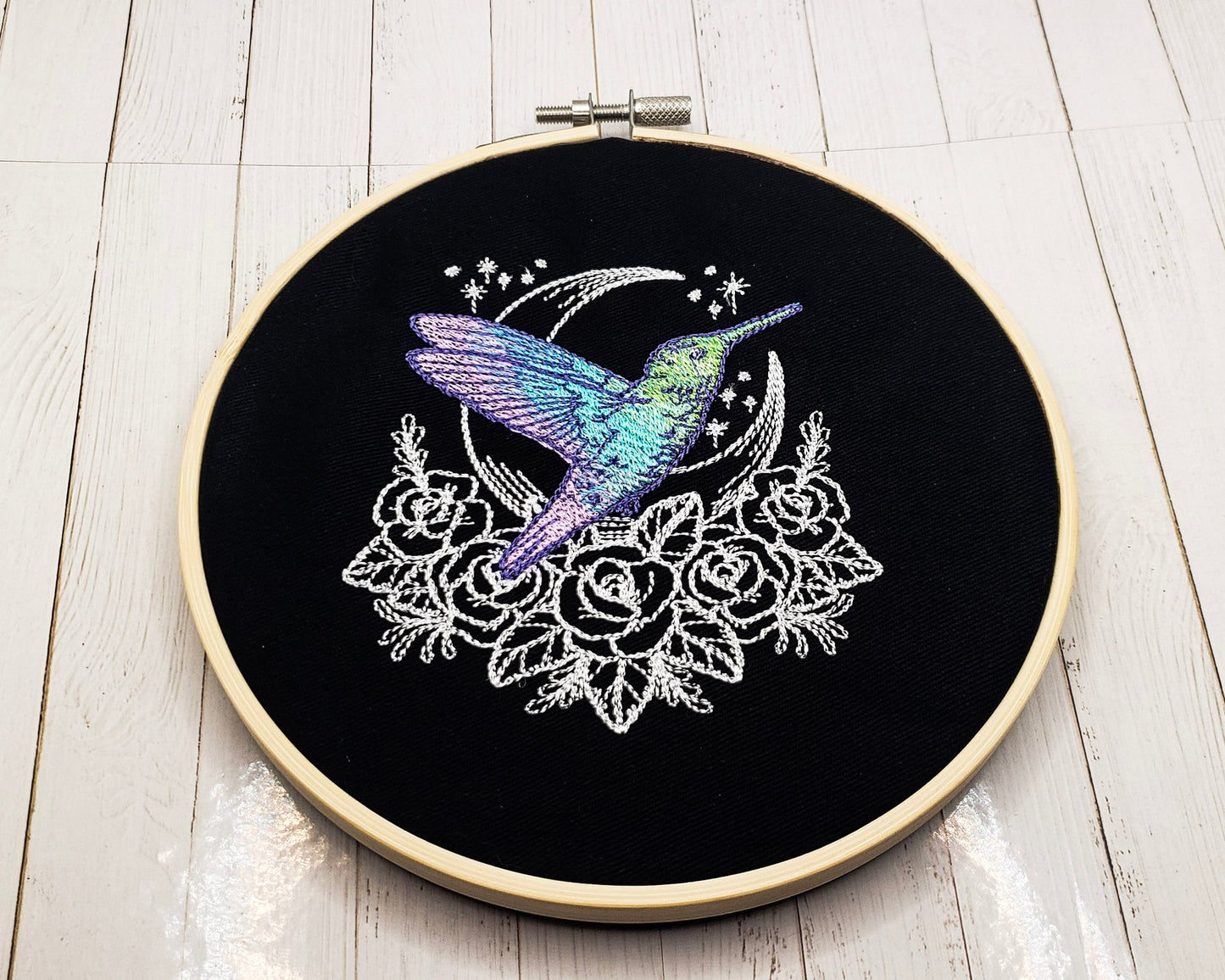 6" Mystic Hummingbird Embroidered Wall Hanging