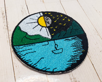 Day to Night Embroidered Iron On Patch