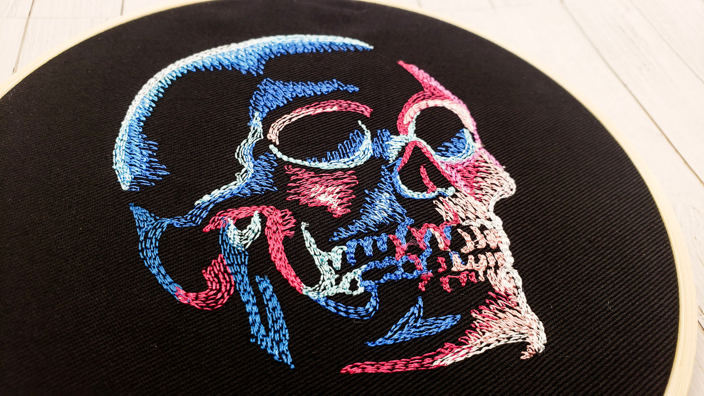 6" Neon Skull Embroidered Wall Hanging