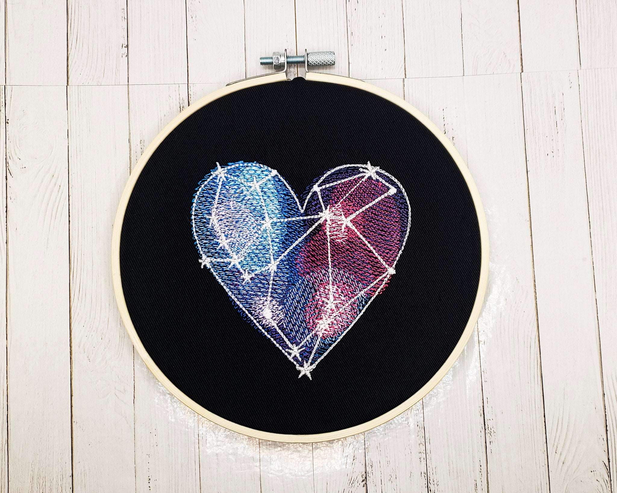 Galaxy Heart Embroidered Wall Hanging - 6" Hoop