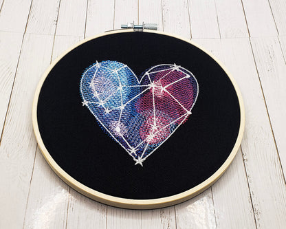 6" Galaxy Heart Embroidered Wall Hanging