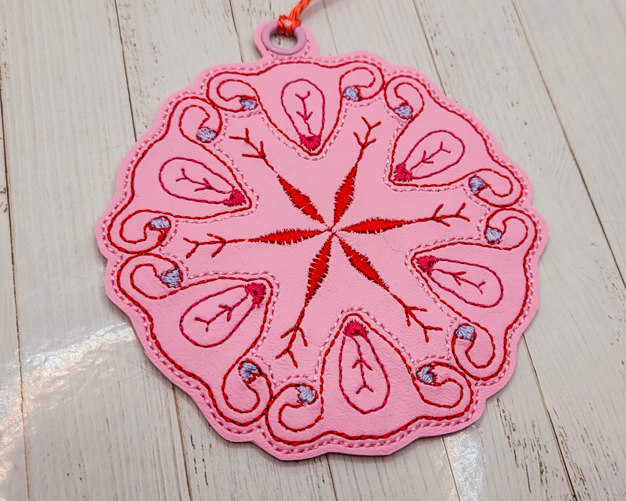 Uterus Snowflake Embroidered Bookmark