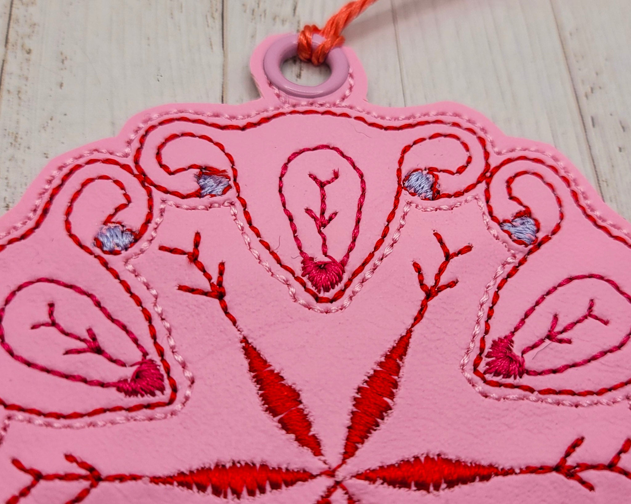 Uterus Snowflake Embroidered Bookmark