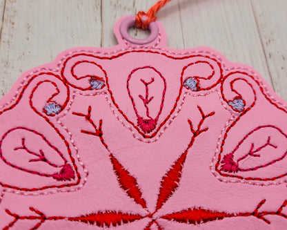 Uterus Snowflake Embroidered Bookmark