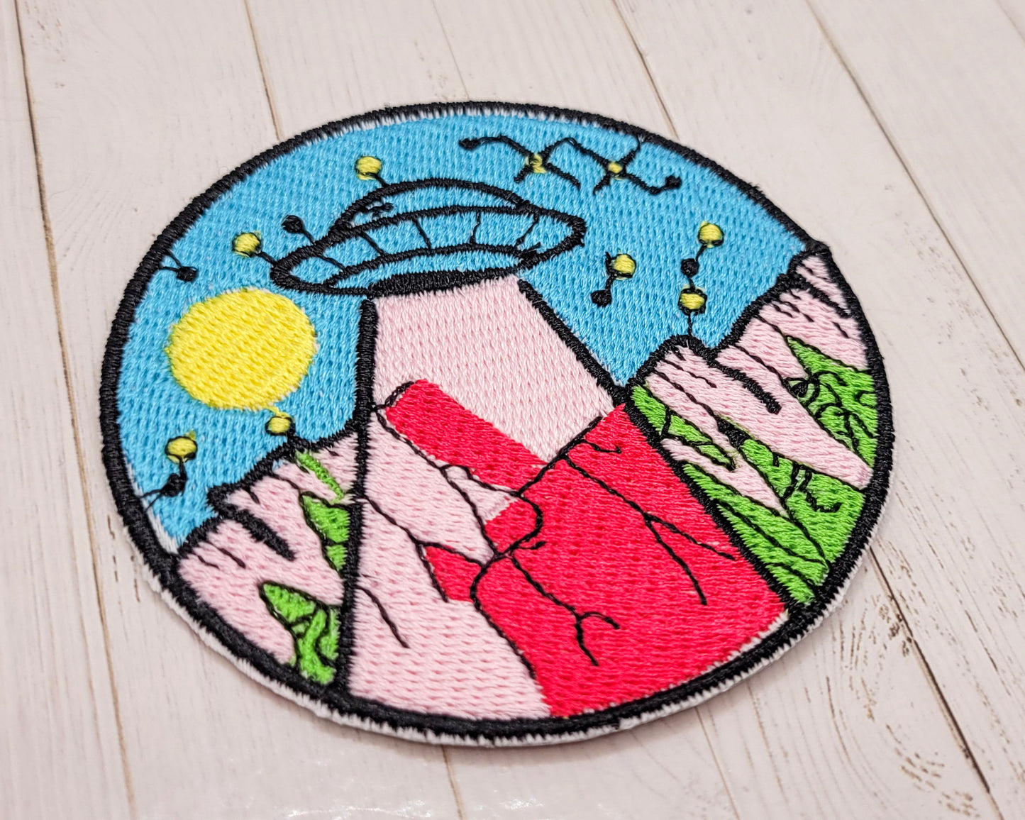 Beam Me Up Embroidered Iron On Patch