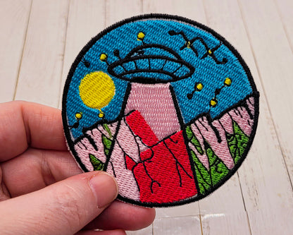 Beam Me Up Embroidered Iron On Patch