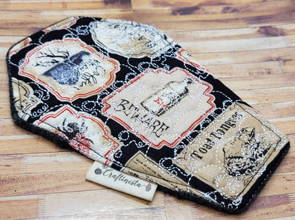 Nevermore Coffin-Shaped Skull Embroidered Mug Rug