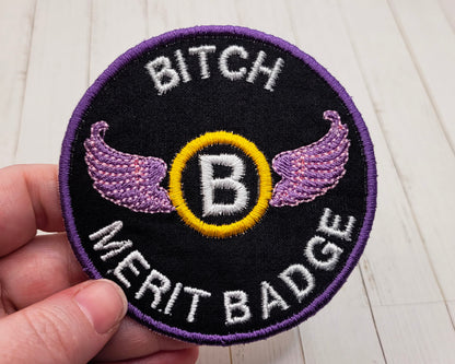 Bitch Merit Badge Embroidered Iron On Patch