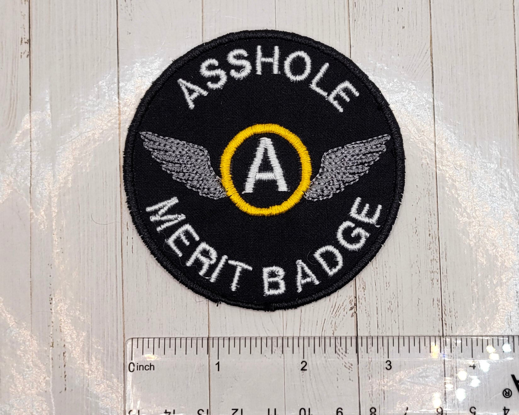 Parche termoadhesivo bordado con la insignia de mérito de imbécil