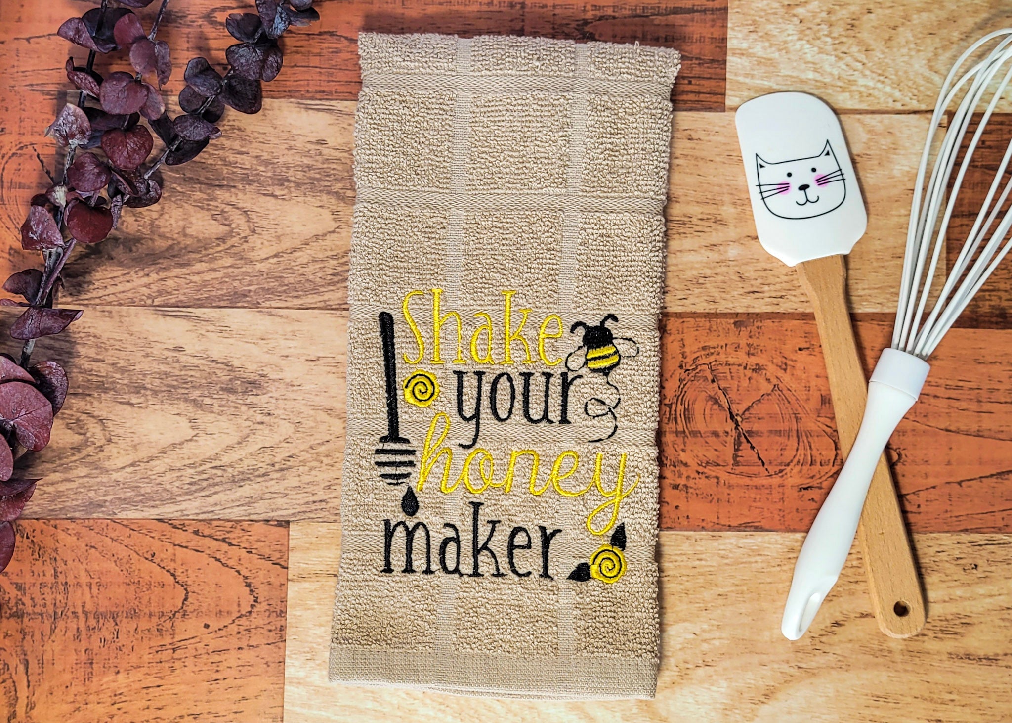 Shake Your Honey Maker Embroidered Hand & Tea Towel