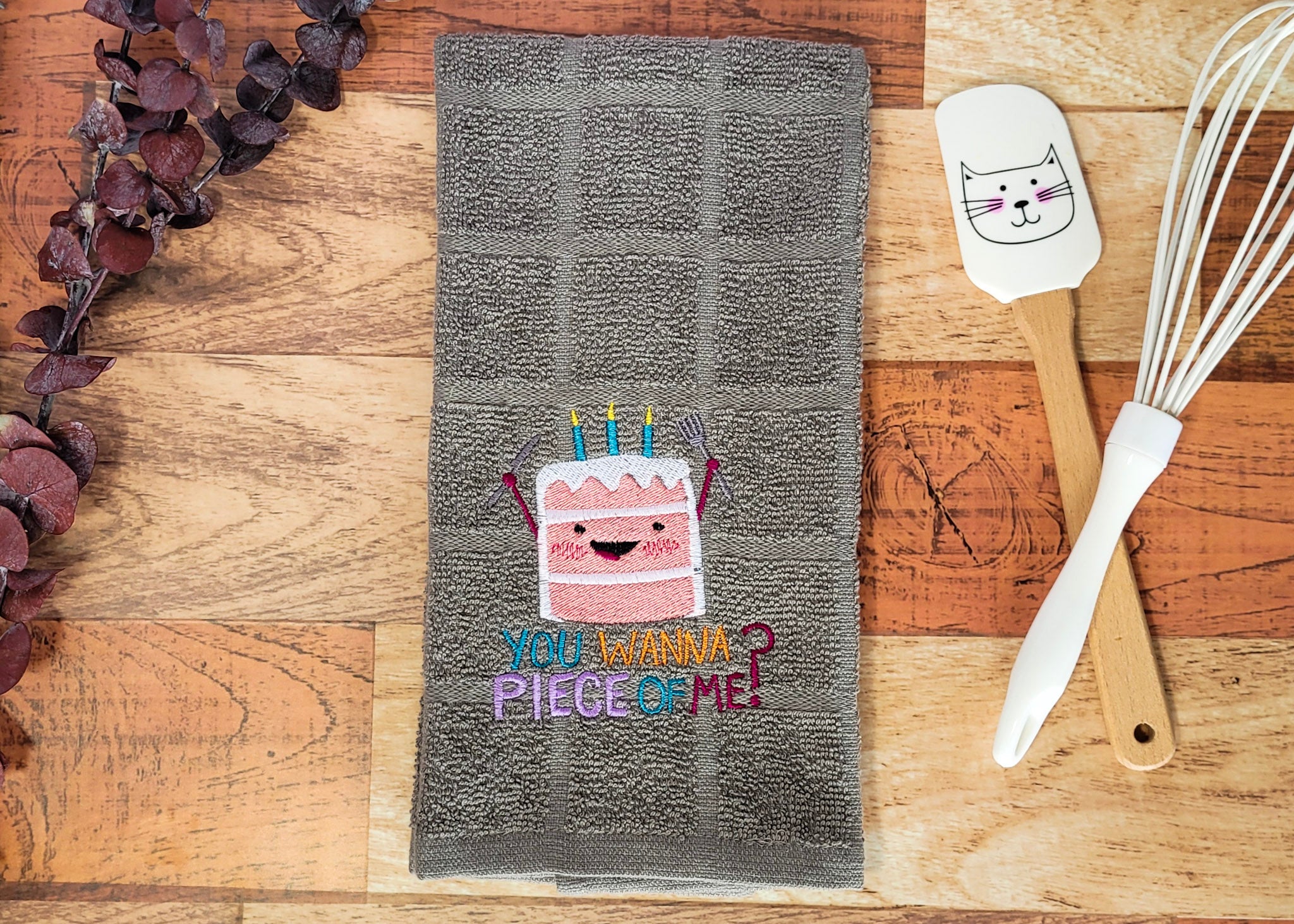 You Wanna Piece of Me Embroidered Tea & Hand Towel