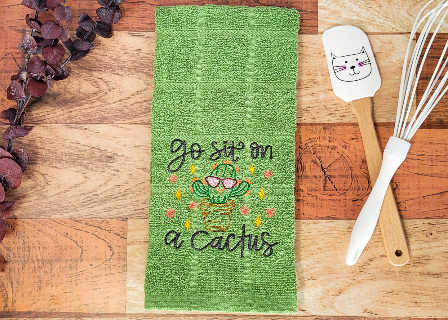 Go Sit on a Cactus Embroidered Hand & Tea Towel