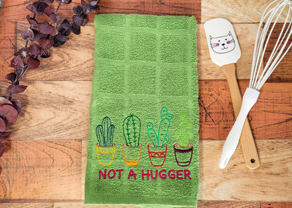 Not a Hugger Cactus Embroidered Hand & Tea Towel