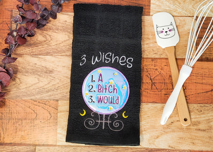 3 Wishes Embroidered Hand & Tea Towel