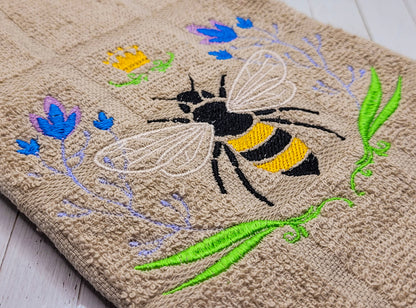 Queen Bee Embroidered Hand & Tea Towel
