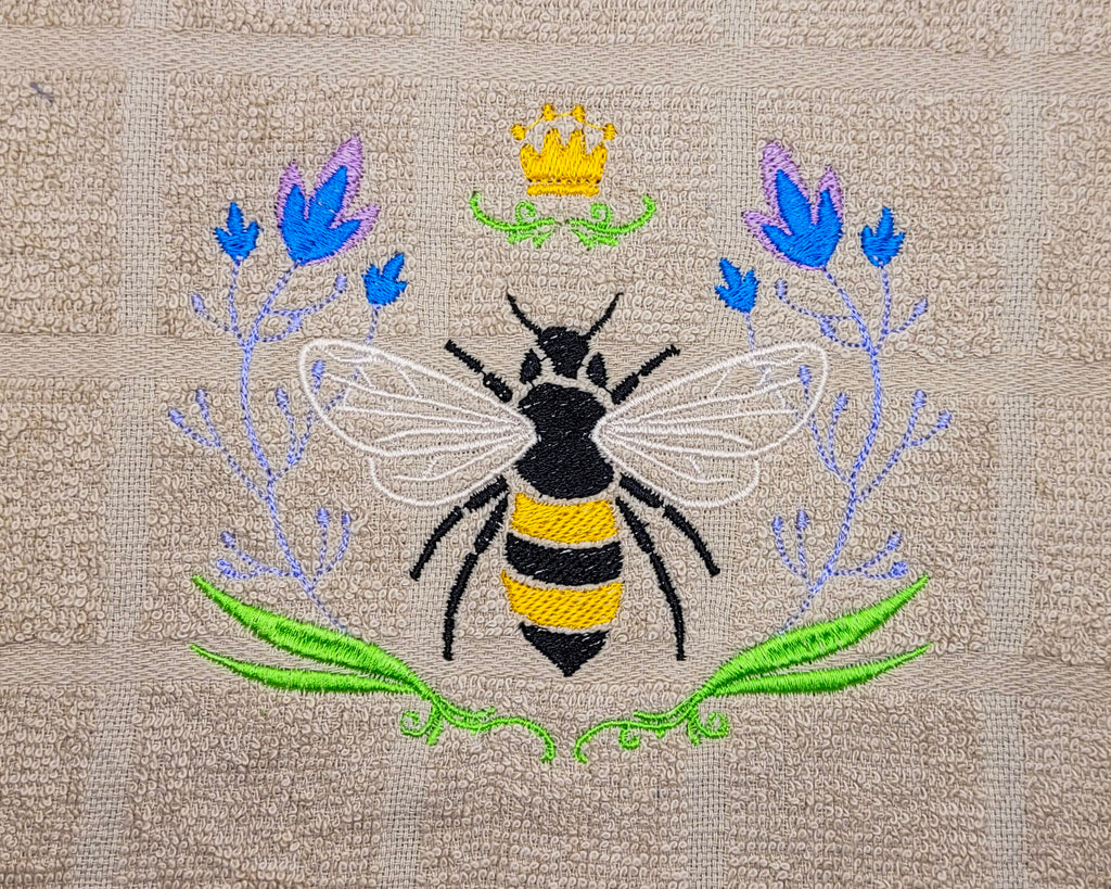Queen Bee Embroidered Hand & Tea Towel