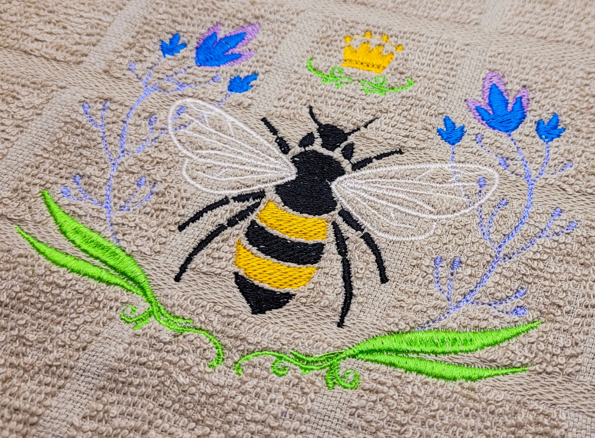 Queen Bee Embroidered Hand & Tea Towel