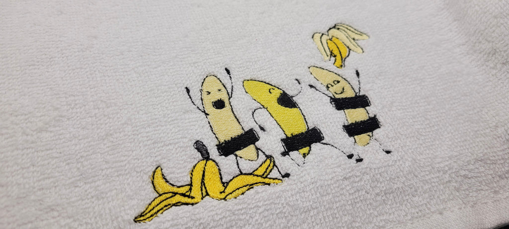 Nakey Bananas Embroidered Hand & Tea Towel