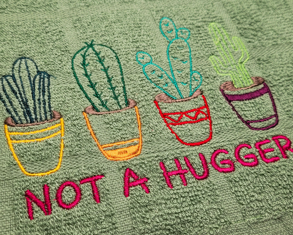 Not a Hugger Cactus Embroidered Hand & Tea Towel