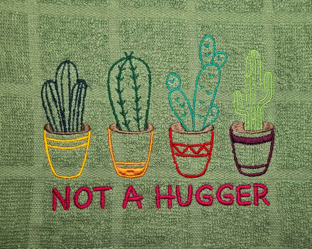 Not a Hugger Cactus Embroidered Hand & Tea Towel
