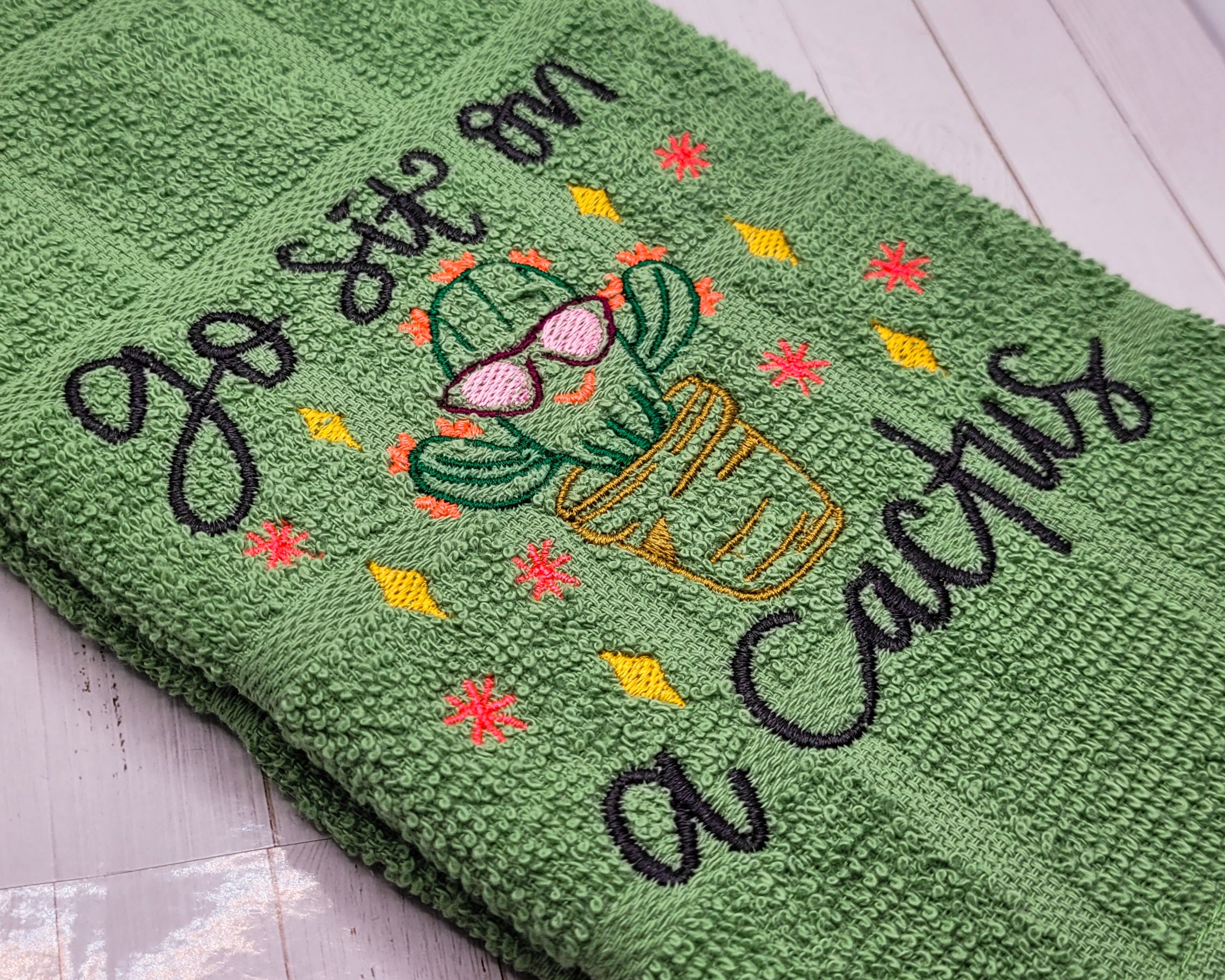 Go Sit on a Cactus Embroidered Hand & Tea Towel