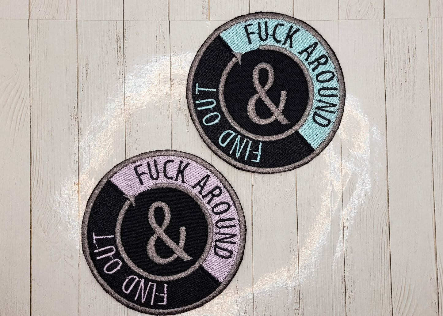 FUCK AROUND FIND OUT Machined Metal Plate Patch