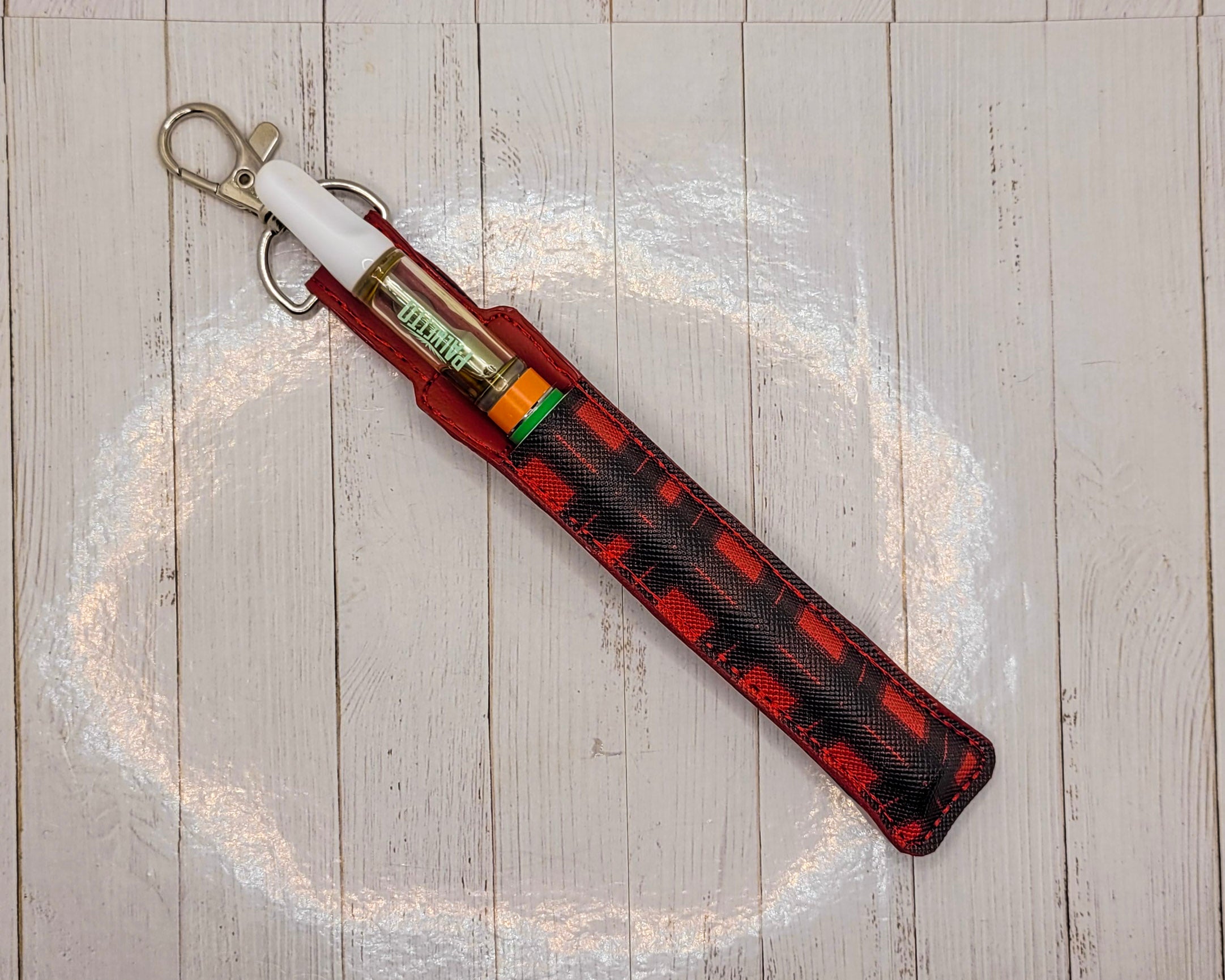 Red & Black Buffalo Plaid Vinyl Pen Case