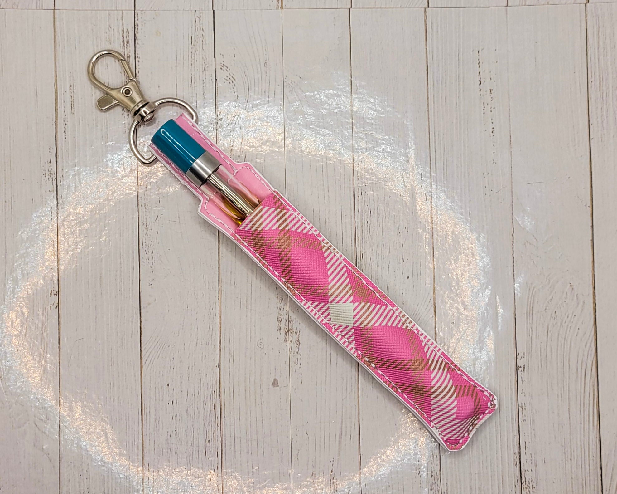 Pink Plaid Vape Vinyl Pen Case