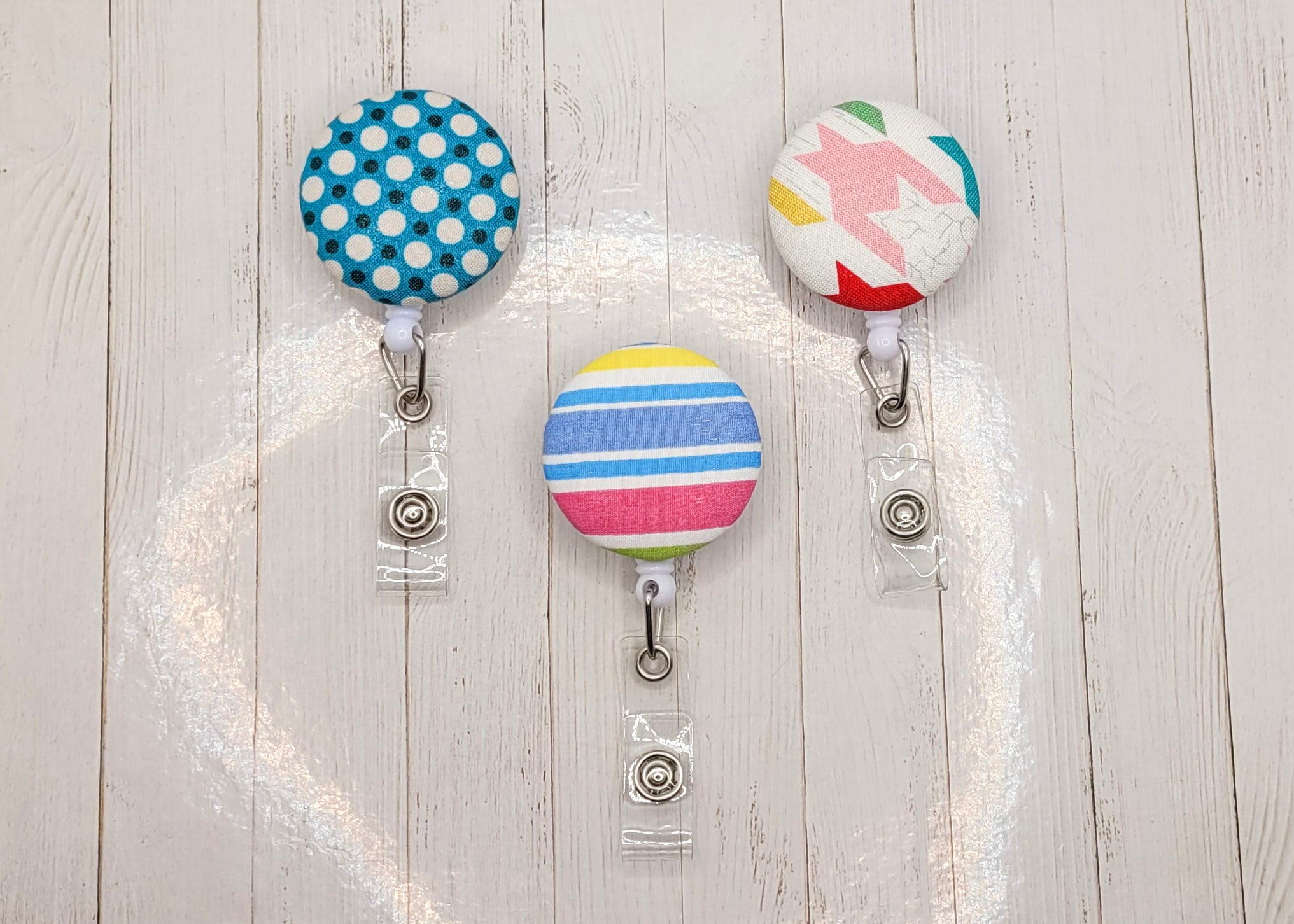 Geometric Print Fabric Badge Reels