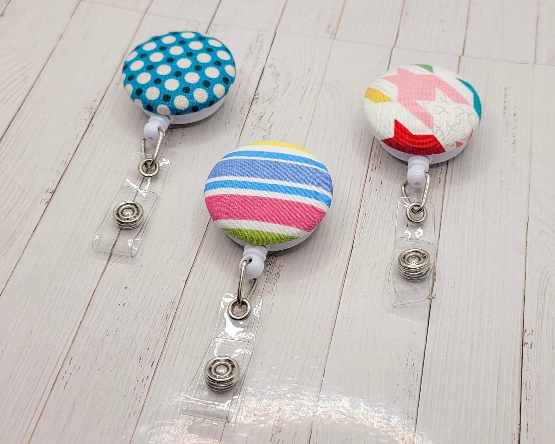 Geometric Print Fabric Badge Reels